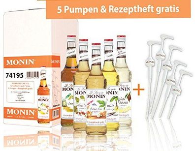 Monin-Set 5 + 5 - 5x Kaffeespezialitäten + Siruppumpen (5x0,7l)