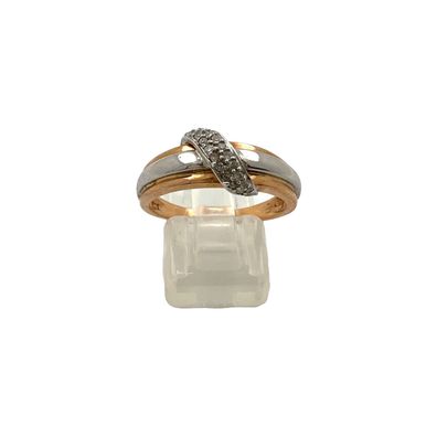 Damen Ring aus 14 kt Weiß- und Rotgold mit 0.20 ct Diamanten - Gr 56 EU