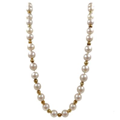 Südsee Perlenkette mit 14 kt Goldkugeln - Einzelstück