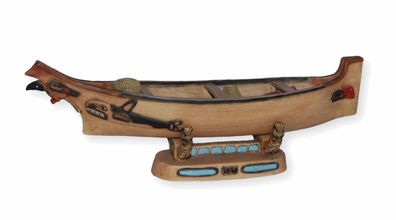Nordwestküsten Kanu auf Podest L 23 cm Dekofigur Indianer Native American Castagna