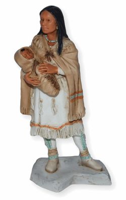 Indianerfigur Sacajawea mit Kind auf dem Arm H 15 cm Dekofigur Indianerin Castagna