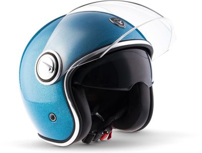 SOXON SP-888 PRO Flakes Blue Jet Motorrad-Helm Vespa Sonnenvisier ECE blau XS-XL