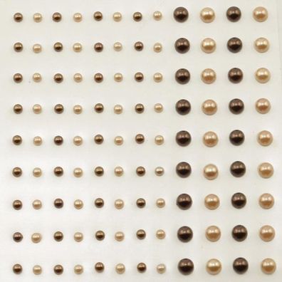 Vaessen Creative | Adhesive half pearls 3 + 5mm 108pcs Copper and Apricot