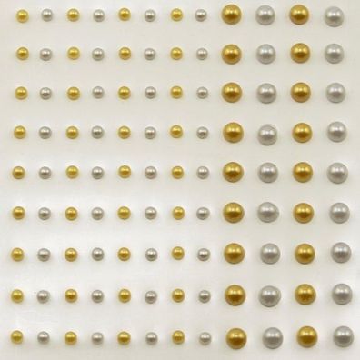 Vaessen Creative | Adhesive half pearls 3 + 5mm 108pcs Silver and Gold