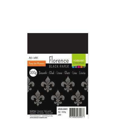 Florence | Papier A6 smooth 300g 40pcs Black