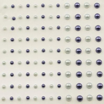 Vaessen Creative | Adhesive half pearls 3 + 5mm 108pcs Light Grey and Dark Blue
