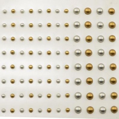 Vaessen Creative | Adhesive half pearls 3 + 5mm 108pcs Gold - and Silver Metallic