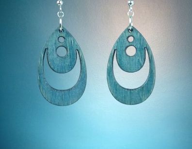 1 Paar Ohrringe aus Holz, handmade, Unikat, Holzohrringe hängend, Hängeohrringe