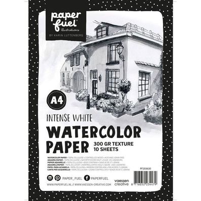 Paperfuel | Aquarellpapier 300g Feine Struktur A4 Weiß 10 Bögen