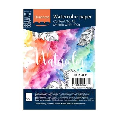 Florence | Aquarellpapier smooth A6 200g Weiß 36pcs