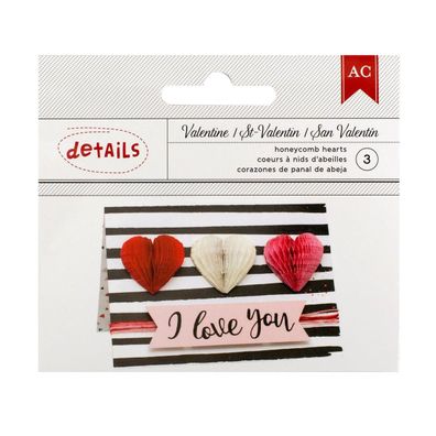 American Crafts | Valentines heart honeycomb x3