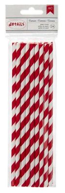 American Crafts | Paper straws 4 crimson stripe