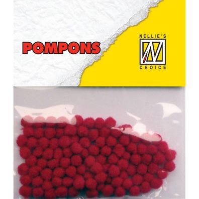 Nellie Snellen | Pompoms Mini 3mm 100Stück/ pkg Col. 1902 Christmas Red