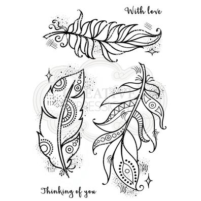 Woodware | Clear stamp Set Boho Feathers