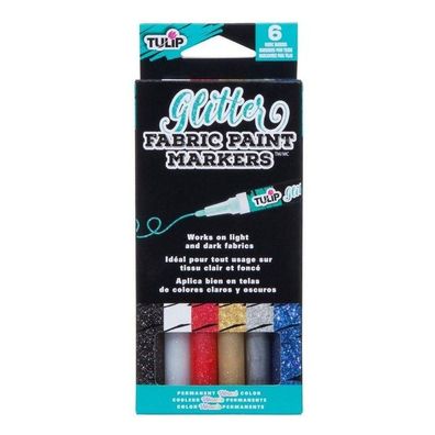 Tulip | Fabric markers opaque Glitter 6pcs