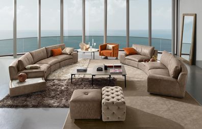 Villa Rund Couch Design Wohnlandschaft Runde Sofa Couchen Möbel Ecksofa