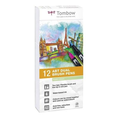 Tombow | Brush pen ABT dual brush pen set Pastel colours 12pcs