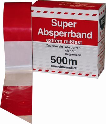 0,04 €/ m) 500 m Rolle Baustellen Absperrband rot/ weiß 80 mm 8110