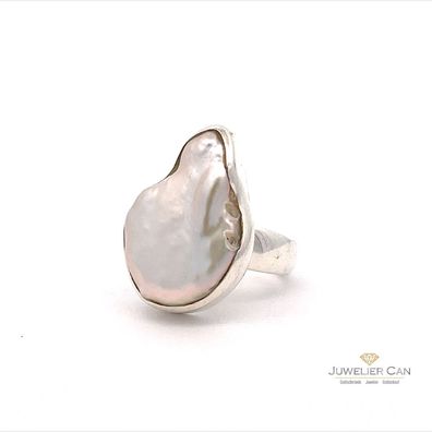 Ring mit Mabe- Perle aus Handarbeit in Silber 925er