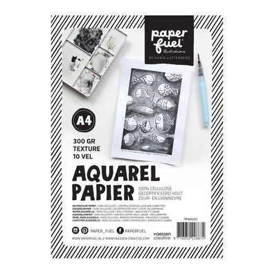 Paperfuel | Aquarellpapier 300g Feine Struktur A4 Off-white 10 Bögen
