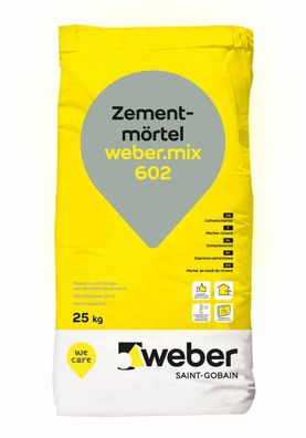 0,66 €/ kg) 25 kg Zementmörtel weber. mix 602 naturgrau Trockenmörtel