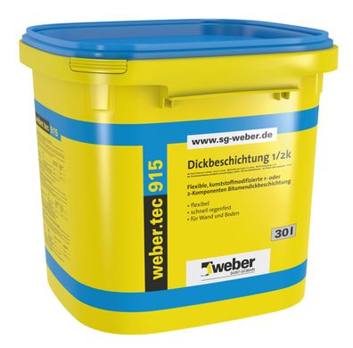 2,66 €/ L) 30 Liter weber. tec 915 1/2k Bitumen Dickbeschichtung