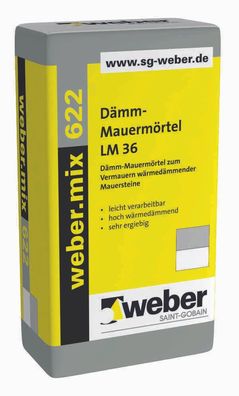 1,04 €/ kg) 20 kg Dämm-Mauermörtel weber. mix 622 für wärmedämmender Mauersteine