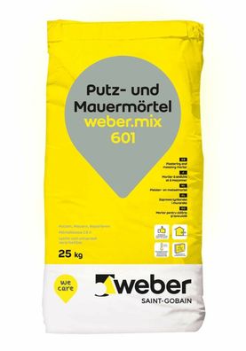 0,61 €/ kg) 25 kg Putz- und Mauermörtel weber. mix 601 naturgrau