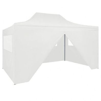 Profi-Partyzelt Xero Faltbar mit 4 Seitenwänden 3×4m Stahl Weiß