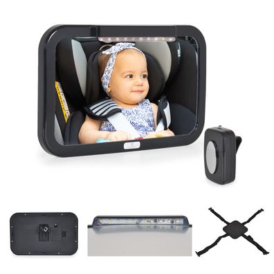 Cangaroo Kinder Autospiegel LED-Licht Fernbedienung verstellbar Rücksitzspiegel