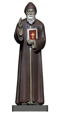 Heiligenfigur Heiliger Benedikt von Nursia H 20 cm Holzfigur Statue aus Ahornholz