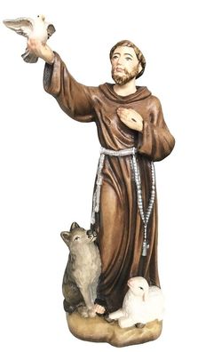 Heiligenfigur Heiliger Franziskus H 20 cm Franz von Assisi Holzfigur aus Ahornholz