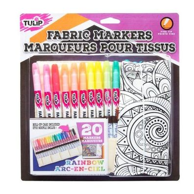 Tulip | Fabric markers fine tip roll up case 20pcs