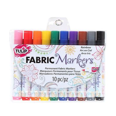 Tulip | Permanent fabric markers brush tip Rainbow 10pcs