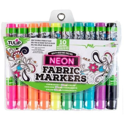 Tulip | Permanent fabric markers brush tip Neon 10pcs