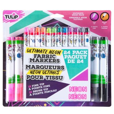 Tulip | Fabric markers ultimate brush fine tip Neon 24pc