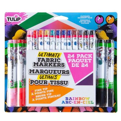 Tulip | Fabric markers ultimate brush fine tips Rainbow 24pc