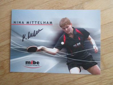 Tischtennis Star Nina Mittelham - handsigniertes Autogramm!!