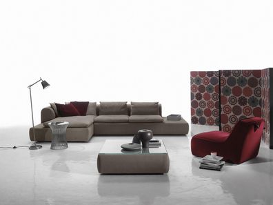 Ecksofa Couch Polsterung Couchen Sofa L-Form Möbel Grau Sofas Leder
