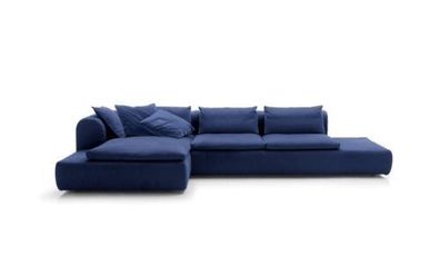 Ecksofa L-Form Möbel Blau Sofas Textil Couch Polsterung Couchen Sofa