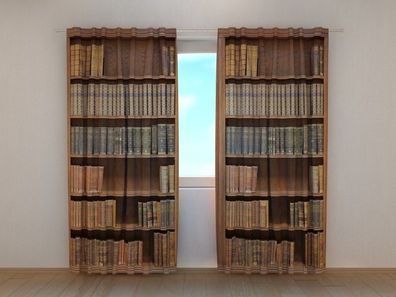 Fotogardinen "Bücherregal" Vorhang mit 3D Fotodruck, Maßanfertigung