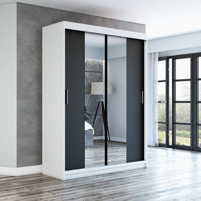 Schwebetürenschrank, 2-türig Schrank mit Spiegel- NEO 160 cm