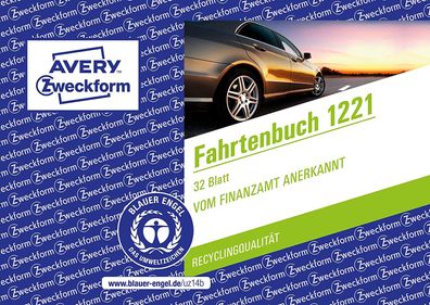AVERY Zweckform 1221 Fahrtenbuch für PKW (vom Finanzamt anerkannt, A6 quer, 100% ...