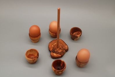 Set ( 6 x Eierbecher+ Halterung) | aus Olivenholz | Handmade