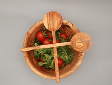 2er Set Salatbesteck, Servierbesteck| aus Olivenholz | L. ca 27 cm | Handmade