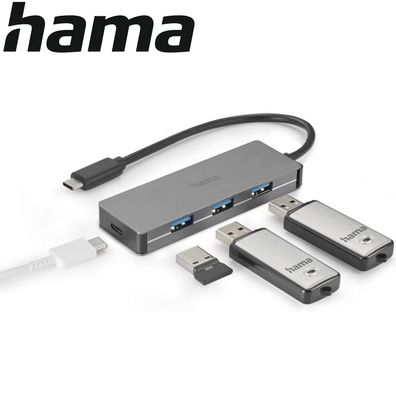 Hama 4-Port USB-C Superspeed Hub Multiport 3x USB-A USB-C 10Gbps Mac Windows NEU