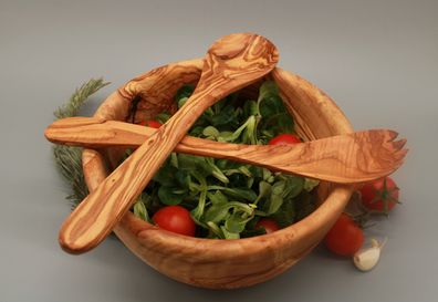 2er Set Salatbesteck | aus Olivenholz | L.30 cm | Handmade