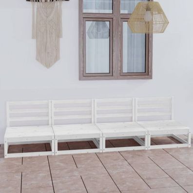4-Sitzer-Gartensofa Enissa Weiß Kiefer Massivholz