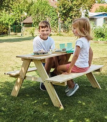 Kindersitzgruppe Holz Spieltisch 2 Bänke Sitzgarnitur Kindertisch Kindermöbel