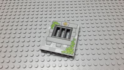 Lego 1 Wand Panel 1x6x6 Neuhellgrau bedruckt mit Gitter Neudunkelgrau 15627pb006